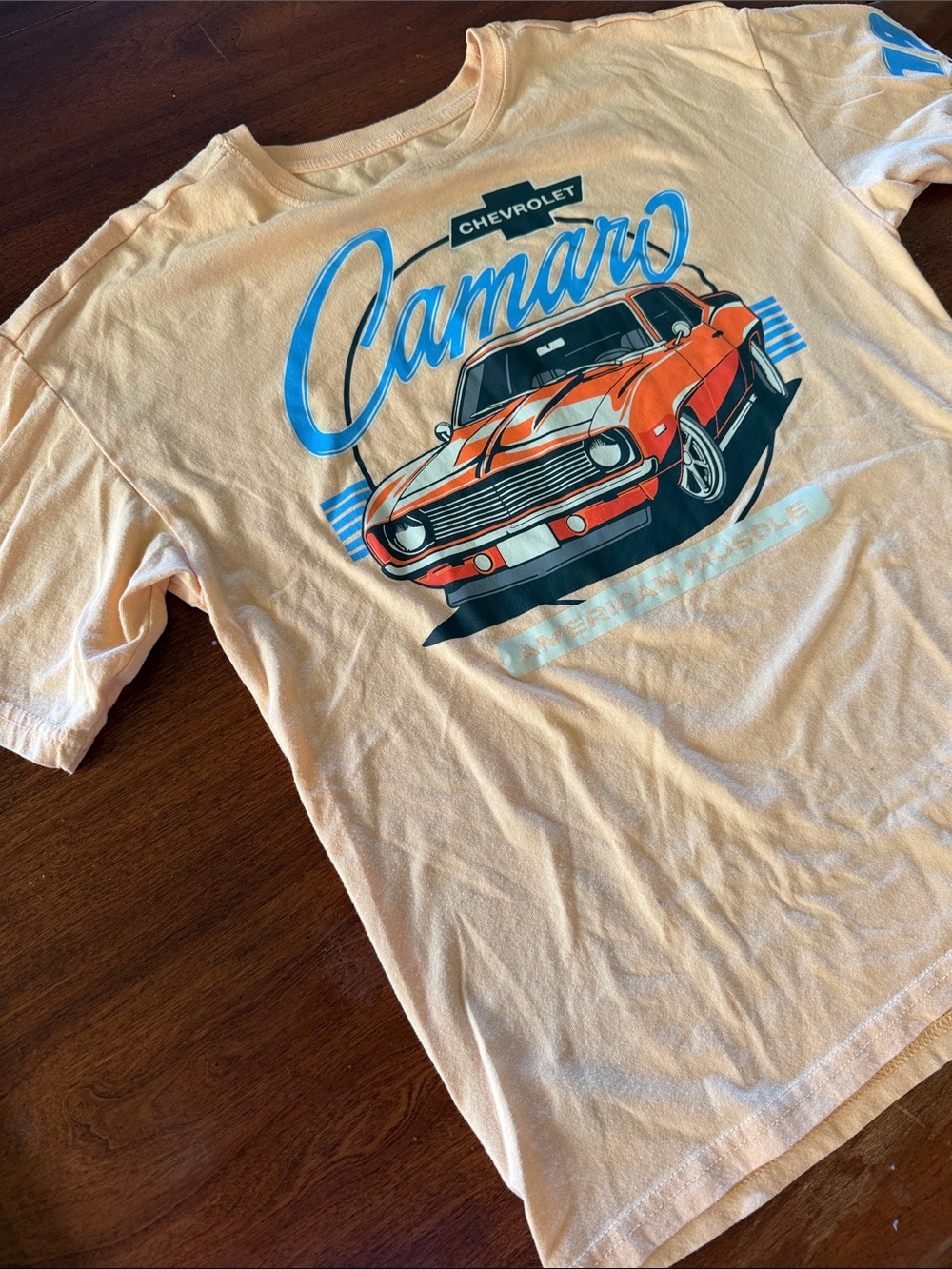 Chevrolet Camaro Graphic Tee - Peach with Blue & Orange